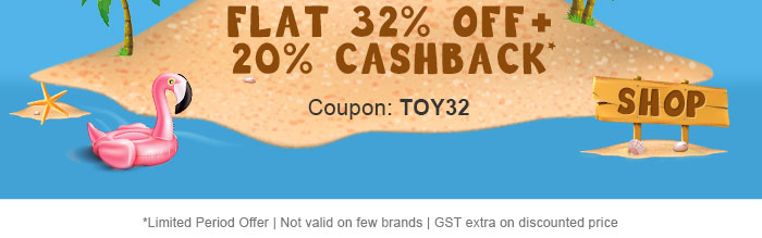 Toys - Flat 32% OFF* & 20% Cashback*