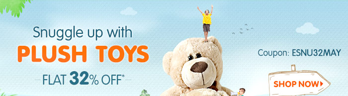 Snuggle up with Plush Toys Flat 32% OFF*