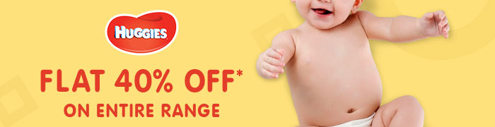 Flat 40% OFF* on Entire Huggies Range | Coupon:  JL40HUG