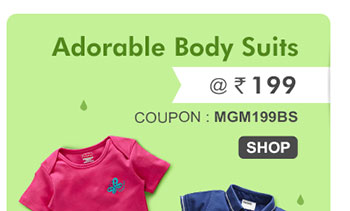 Adorable Body Suits @ Rs. 199* | Coupon - MGM199BS