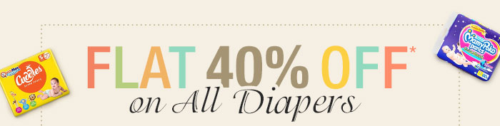 Flat 40% OFF* on All Diapers | Coupon: AGST40DIAP