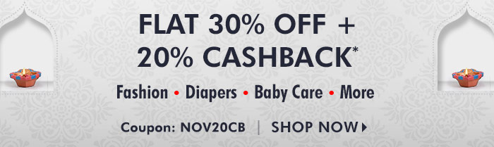 SITEWIDE Flat 30% OFF & 20% Cashback*