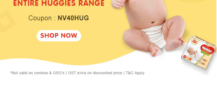 Flat 40% OFF* on Entire Huggies Range | Coupon: NV40HUG