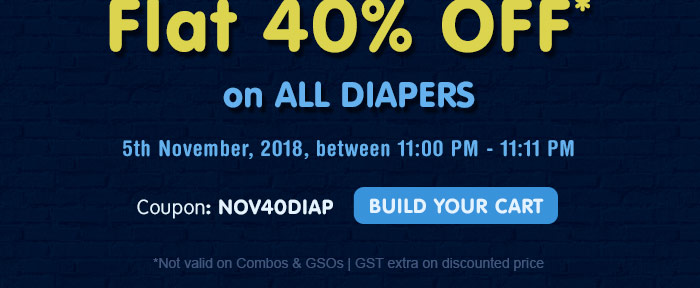 Flat 40% OFF* on All Diapers