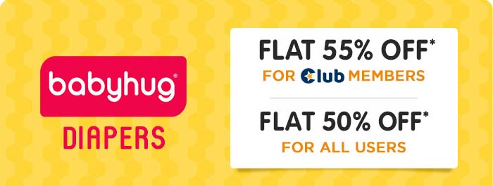 Babyhug Diapers Flat 55% OFF* for Club Member Flat 50% OFF* for All Users