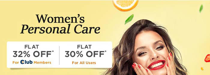 Women's Personal Care Flat 32% OFF* For Club Members Flat 35% OFF for All Users