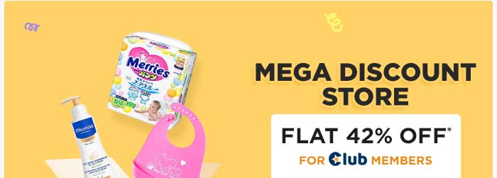 Mega Discount Store Flat 42% OFF* For Club Members