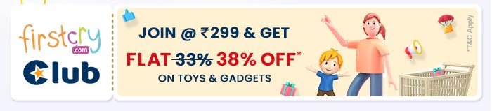 FirstCry Club Join @ Rs. 299 & Get Flat 38% OFF* on Toys & Gadgets