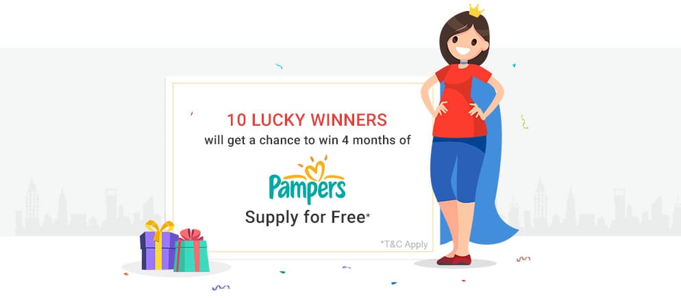 10 Lucky Winners will get a chance to win 4 months of Pampers supply for free*