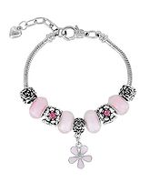 dazzling-dolls sterling braided bracelet with murano beads and charms-pink