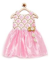 winakki-kids semi sequin flower applique flare dress-pink