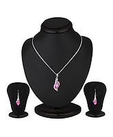 angel-glitterduality crystal clarity necklace set-pink