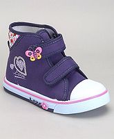 cute-walk by babyhug canvas shoes butterfly motif-navy blue white