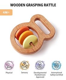 Intellibaby Wooden Grasping Rattle |Develops Auditory  Skills & Hand-Eye Coordination|European Safety, BIS Certified & Paediatrician Approved