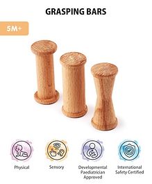 Intellibaby Wooden Grasping Bars Level 2 Pack of 3 - Brown