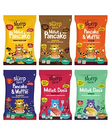 Slurrp Farm Healthy Breakfast Pancake & Dosa Mix Pack of 6 - 50 gm Each
