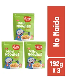 Slurrp Farm No MSG, Not Fried Hakka Noodles Mild Masala Millet Noodles Pack of 3 - 192 gm Each
