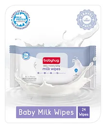 Babyhug 98% Water Daily Moisturising Milk Baby Wet Wipes Travel Pack - 24 Pieces