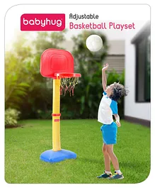 Babyhug Basket Ball Play Set With Adjustable Stand - Red & Yellow