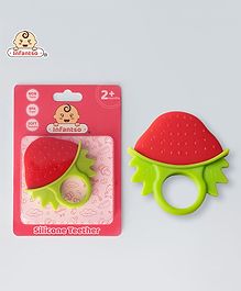 INFANTSO Non Toxic Food Grade Silicone Strawberry Baby Teether - Red