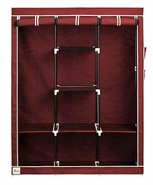 Fabura Triple Door Collapsible Wardrobe With 2 Hanging Compartment - Maroon Fabura Triple Door Collapsible Wardrobe With 2 Hanging Compartment - Maroon