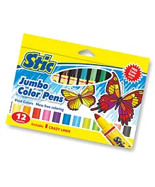 Stic Jumbo Colour Pens 12 Pieces With 1 Crazy Liner - Multicolour