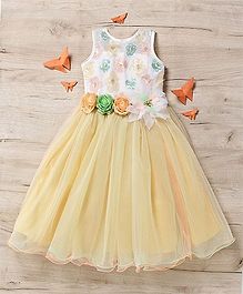 M'Princess Rose Print Party Gown With Net - Green M'Princess Rose Print Party Gown With Net - Green