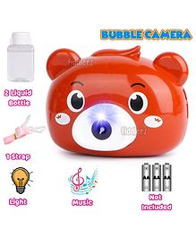 Fiddlerz Camera Shaped Bubble Machine With Light & Music 2 Bubble Solution Bottles - Brown