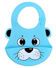 THE LITTLE LOOKERS Waterproof Silicone Feeding Bib With Adjustable Strap - Blue 