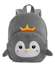 Frantic Velvet School Bag with Bird Face Grey - 11.8 inches