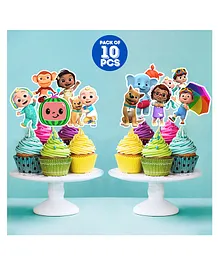 Zyozi Cocomelon Theme Birthday Cupcake Topper Multicolor - Pack of 10
