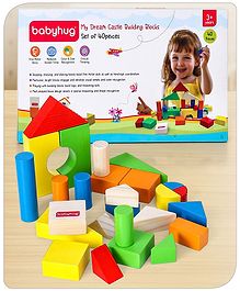 Babyhug Premium 40 pcs Colorful Wooden Building Blocks| Montessori Educational Building Construction, Stacking and Creative Toy| BIS Certified| 3 Years+