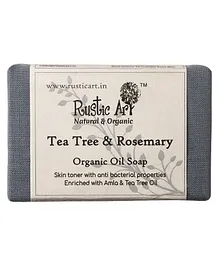 Rustic Art Organic Hand Made Cold processed Tea Tree Rosemary Soap - 100 gm