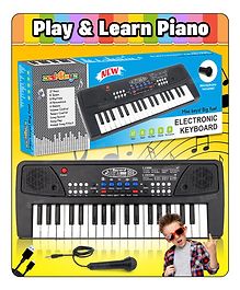 Fiddlerz 37 Key Piano Keyboard Toy With Power And Recording Option - Black White