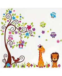 Syga Animal Tree Wall Sticker - Multicolor