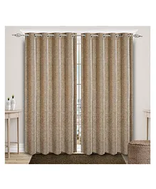 Saral Home Pacman Jacquard Yarn Blackout Long Door Curtains Pack of 2 - Beige 