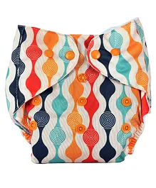 Adore Baby Unisize Adjustable Cloth Diaper With 5 Layered Charcoal Insert Abstract Print - Multicolor