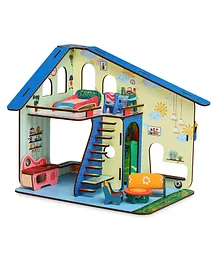 Webby A Florist Home All Side Play DIY Paint Wooden Doll House - Multicolor
