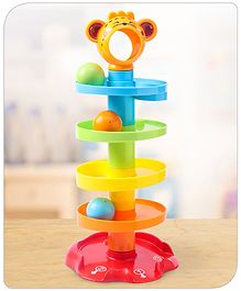 Babyhug Premium 5 Layer Tiger Roll Ball Toy| Drop and Roll Swirling Tower| Educational and Activity Montessori Pre-School Toy| Stack, Drop and Go Ball Ramp Toy|3 Spinning Balls |BIS Certified| Non-toxic