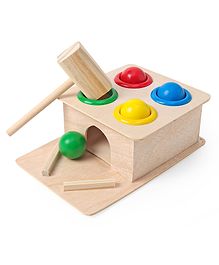 Prime Wooden Hammer Ball Knock Pounding Bench With Box Case - Multicolour