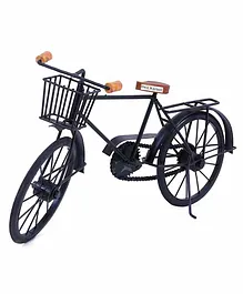Desi Karigar Wood And Wrought Iron Cycle - Black And Brown