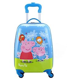 D Paradise Luggage Trolley Bag Peppa Pig Print Green Blue - 14 Inches