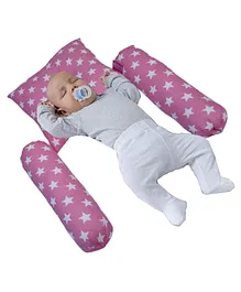 Get It Organic Cotton Head Shaping Pillow with Blooster for Infants and Toddlers Star Print - Pink Star