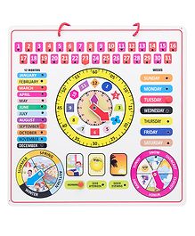 MINDMAKER Wooden Calendar Clock with Slider Board Game - Multicolour