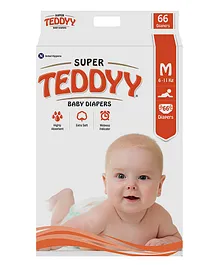 Teddyy Super Baby Taped Diaper Medium - 66 Pieces
