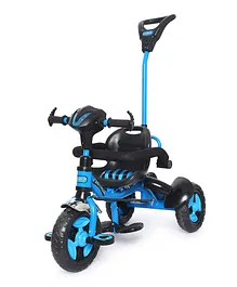 FunRide Kids Tricycle Panther 2 in 1 Plug and Play Baby Trike with Music and Lights and Removable Parental Control Handle for Boys and Girls- Blue