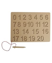 MINDMAKER Wooden Numeric Tracing Board  1  to 20 Number Tracing Board Number Writing Practice Tracing Boards for Kids(Color May Vary)