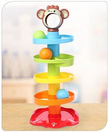 Babyhug Premium 5 Layer Monkey Roll Ball Toy| Drop and Roll Swirling Tower| Educational and Activity Montessori Pre-School Toy| Stack, Drop and Go Ball Ramp Toy|3 Spinning Balls |BIS Certified| Non-toxic