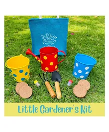 Lattooland Little Gardeners Kit A Complete Gardening kit for Kids with Premium Quality Tools Planters Watering Can Soil Seeds Plant Markers and a Portable Jute Bag