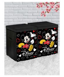 Disney By Kuber Fun Homes Foldable Storage Box With Lid Disney Mickey Mouse Print Set Of 2  - Black